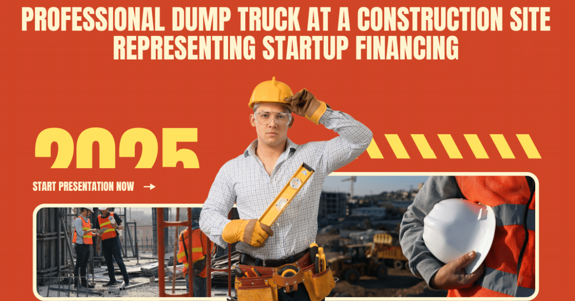 Professional dump truck at a construction site representing startup financing.