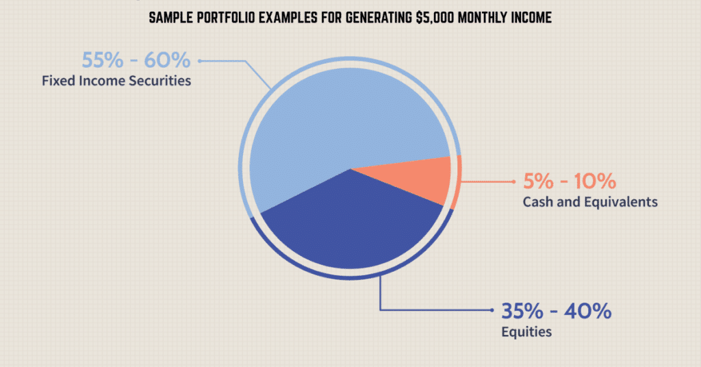 Example investment portfolio allocation designed to generate five thousand dollars monthly income