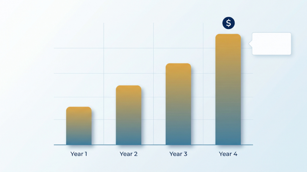 Chart showing accumulated interest on a $10,000 unsubsidized student loan over four years